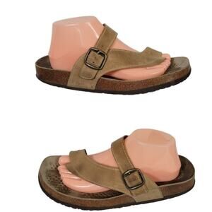 White Mountain Carly SZ 11M Sandals Tan Leather Comfort w/ Buckles